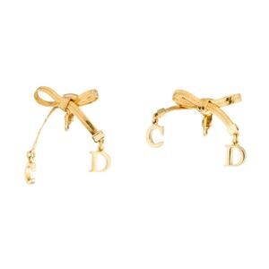Christian Dior Gold-tone CD Logo Bow Clip-On Earrings